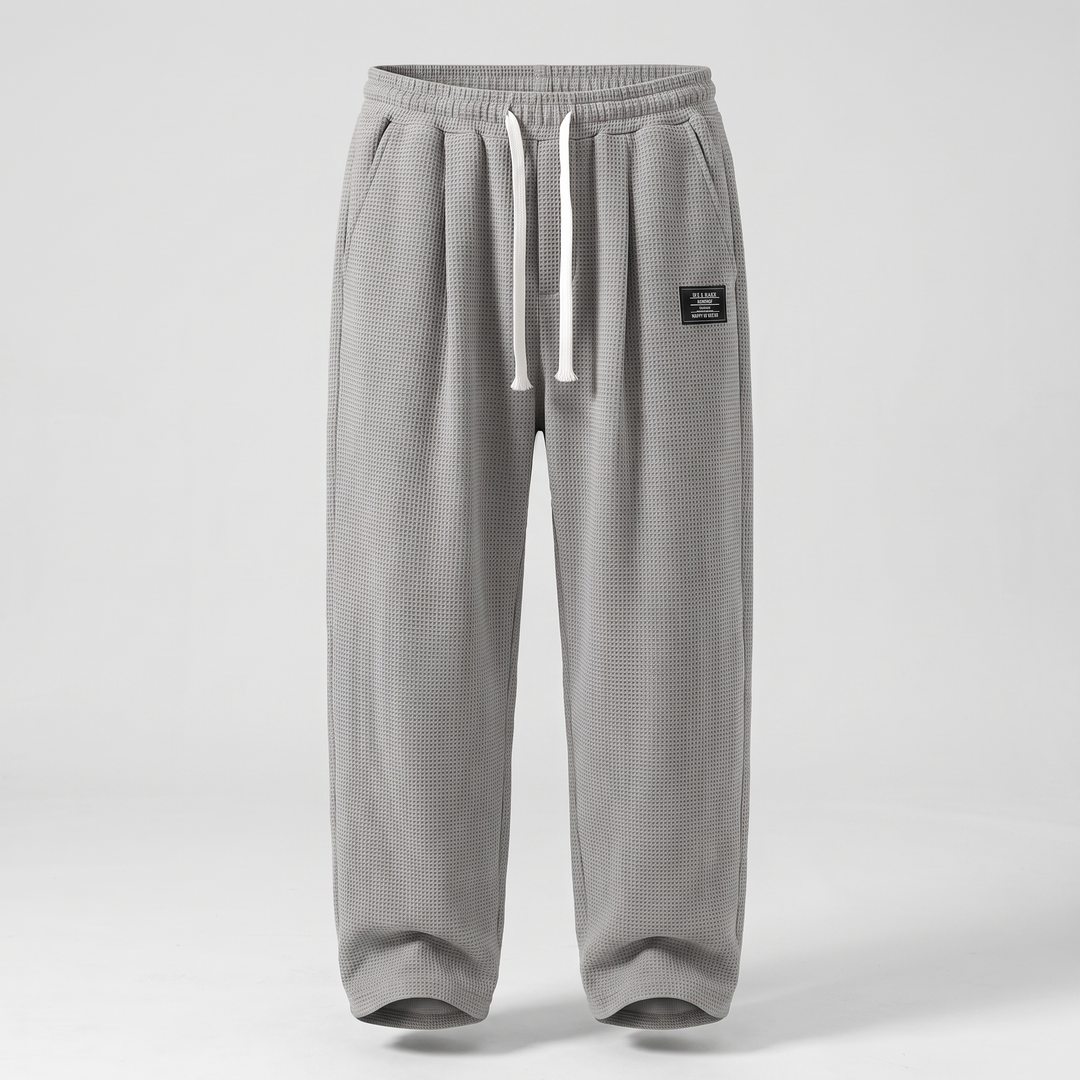 Women's Textured Relaxed Fit Drawstring Trousers - Grey