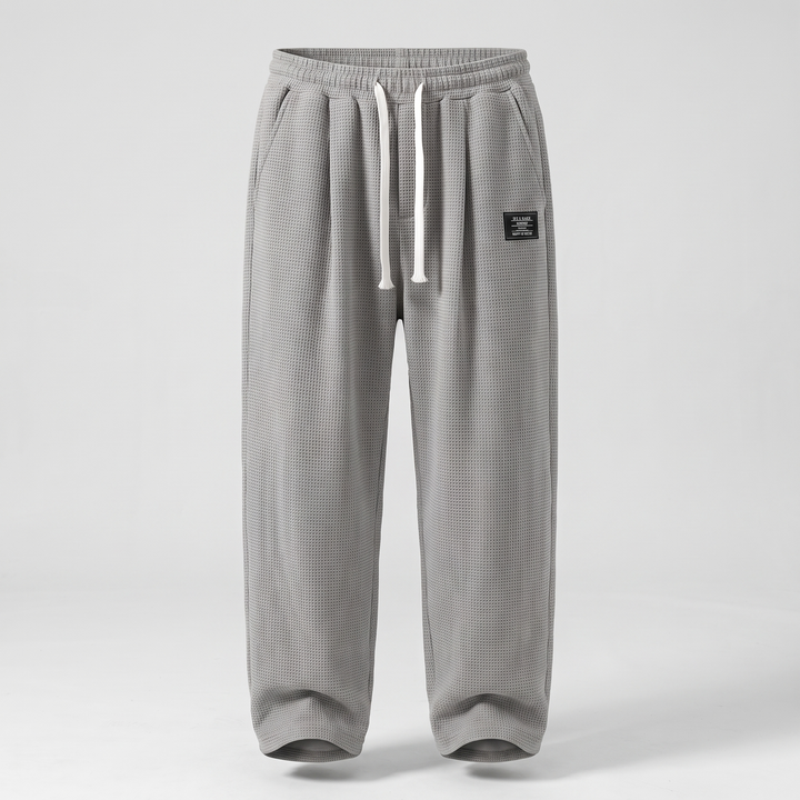 Women's Textured Relaxed Fit Drawstring Trousers - Grey