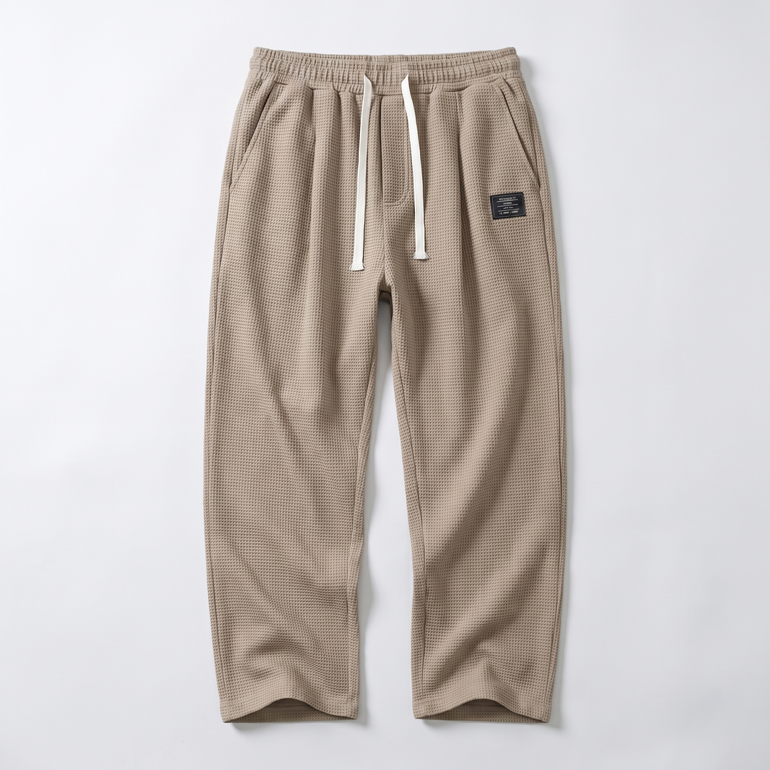 Women's Textured Relaxed Fit Drawstring Trousers - Khaki