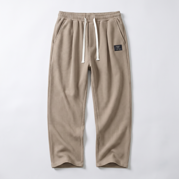 Women's Textured Relaxed Fit Drawstring Trousers - Khaki
