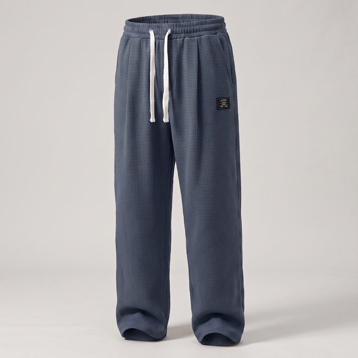 Women's Textured Relaxed Fit Drawstring Trousers - Dark Blue