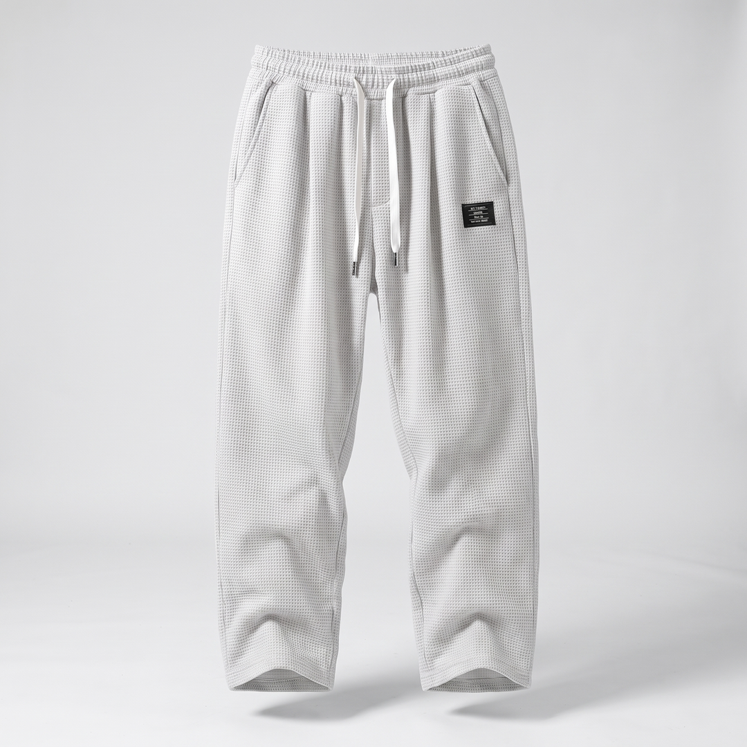 Women's Textured Relaxed Fit Drawstring Trousers - White