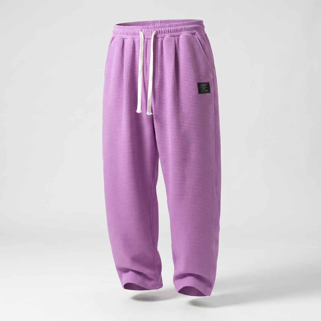 Women's Textured Relaxed Fit Drawstring Trousers - Purple
