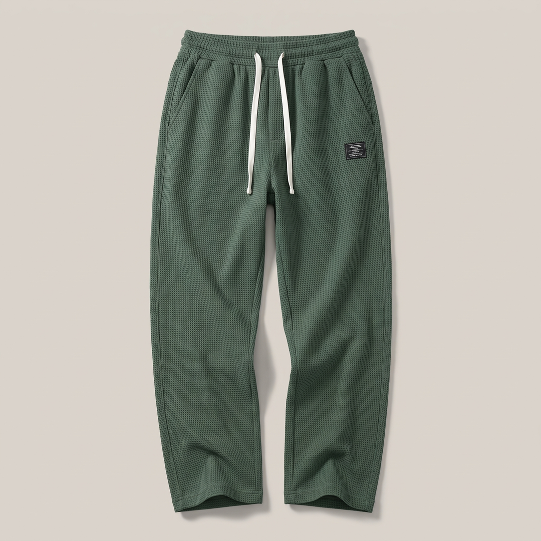 Women's Textured Relaxed Fit Drawstring Trousers - Army Green
