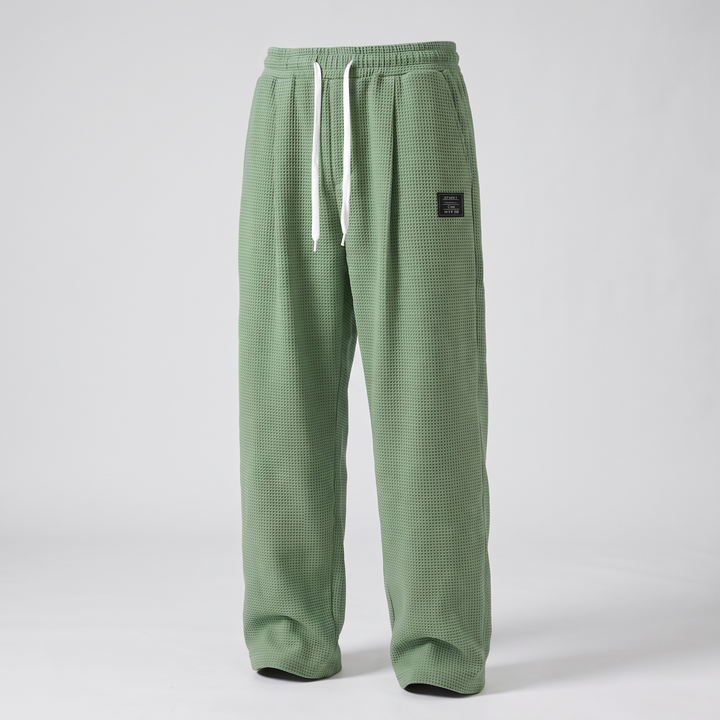 Women's Textured Relaxed Fit Drawstring Trousers - Green