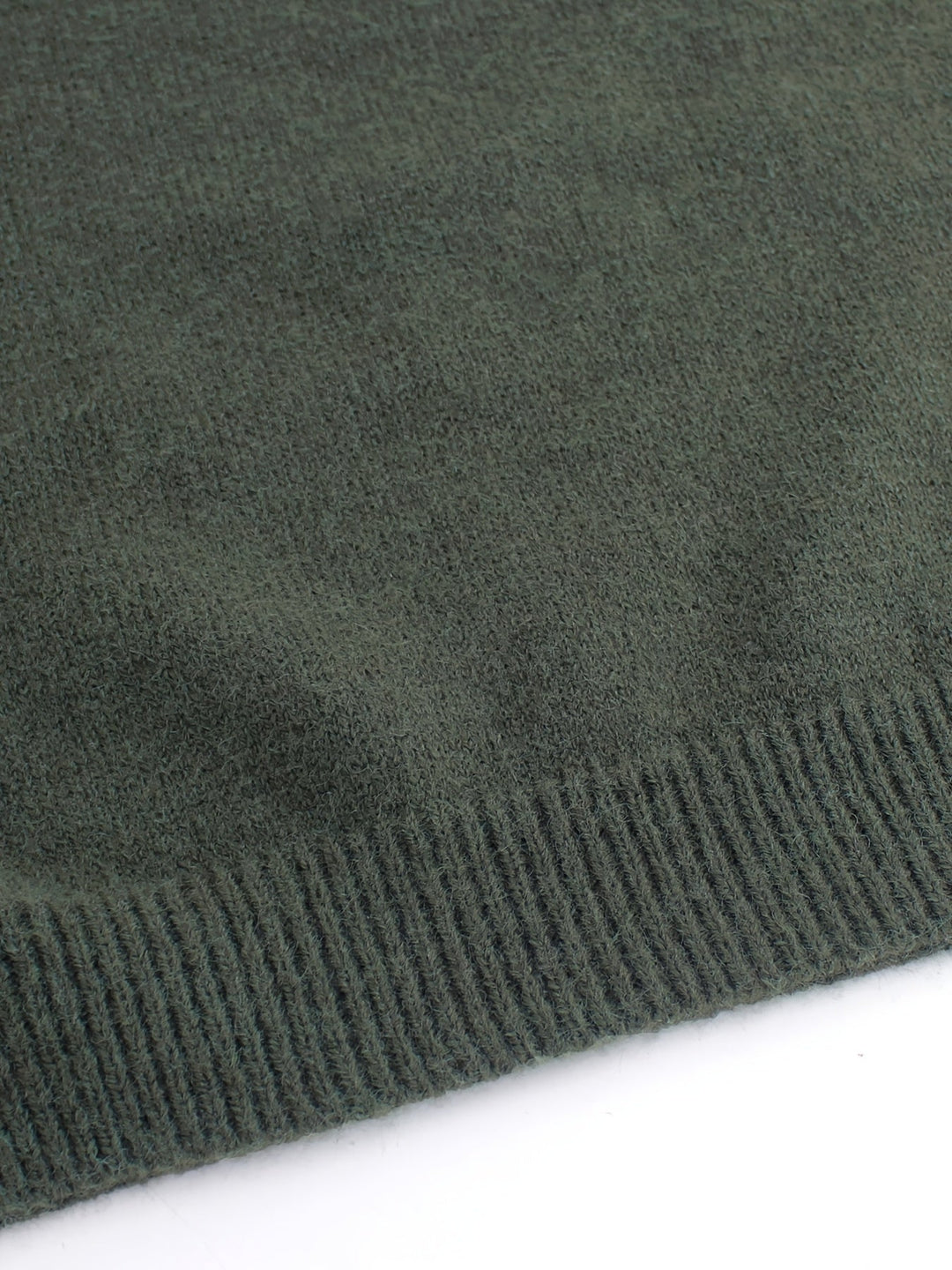 Round Neck Ribbed Knit Jumper with Striped Cuffs