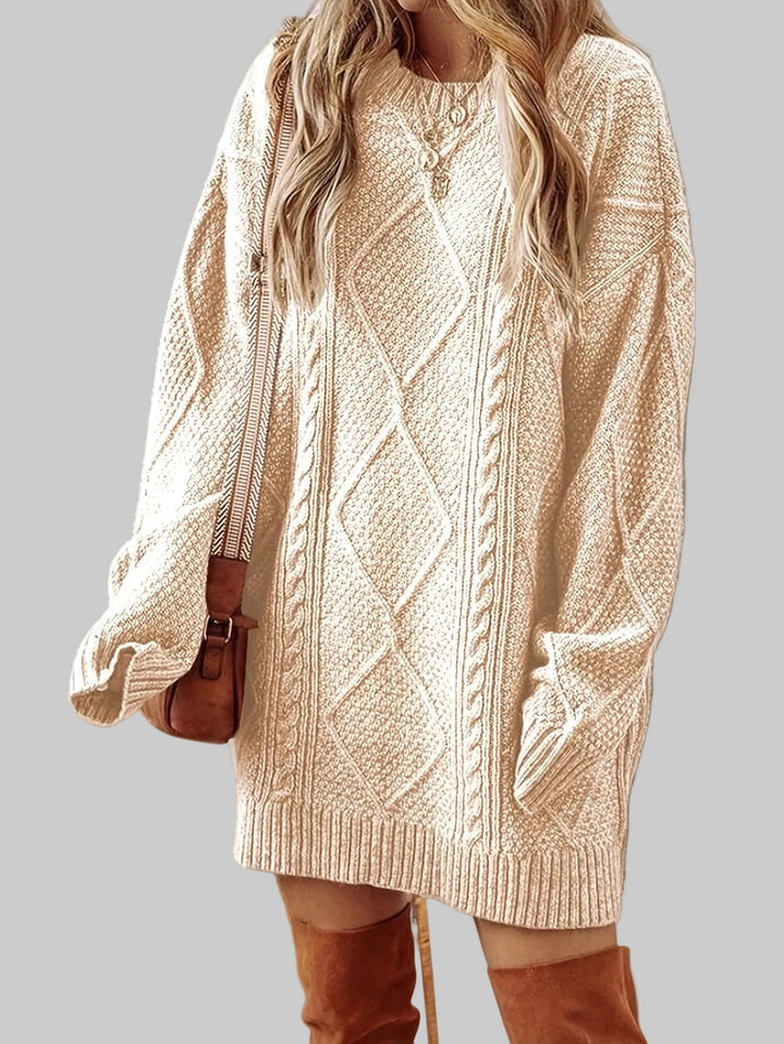 Cable Knit Long Sleeve Jumper Dress