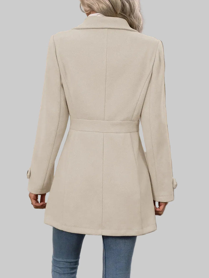 Tailored Button-Front Coat with Belted Waist
