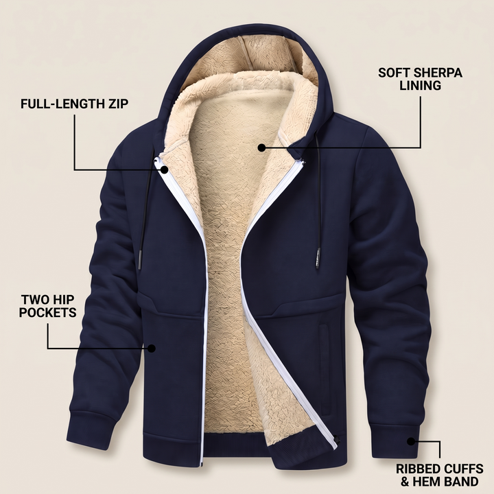 Men's Teddy-Lined Hooded Zip Jacket