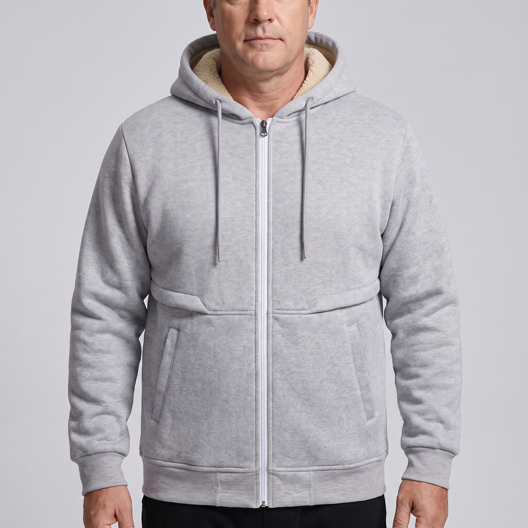 Men's Teddy-Lined Hooded Zip Jacket