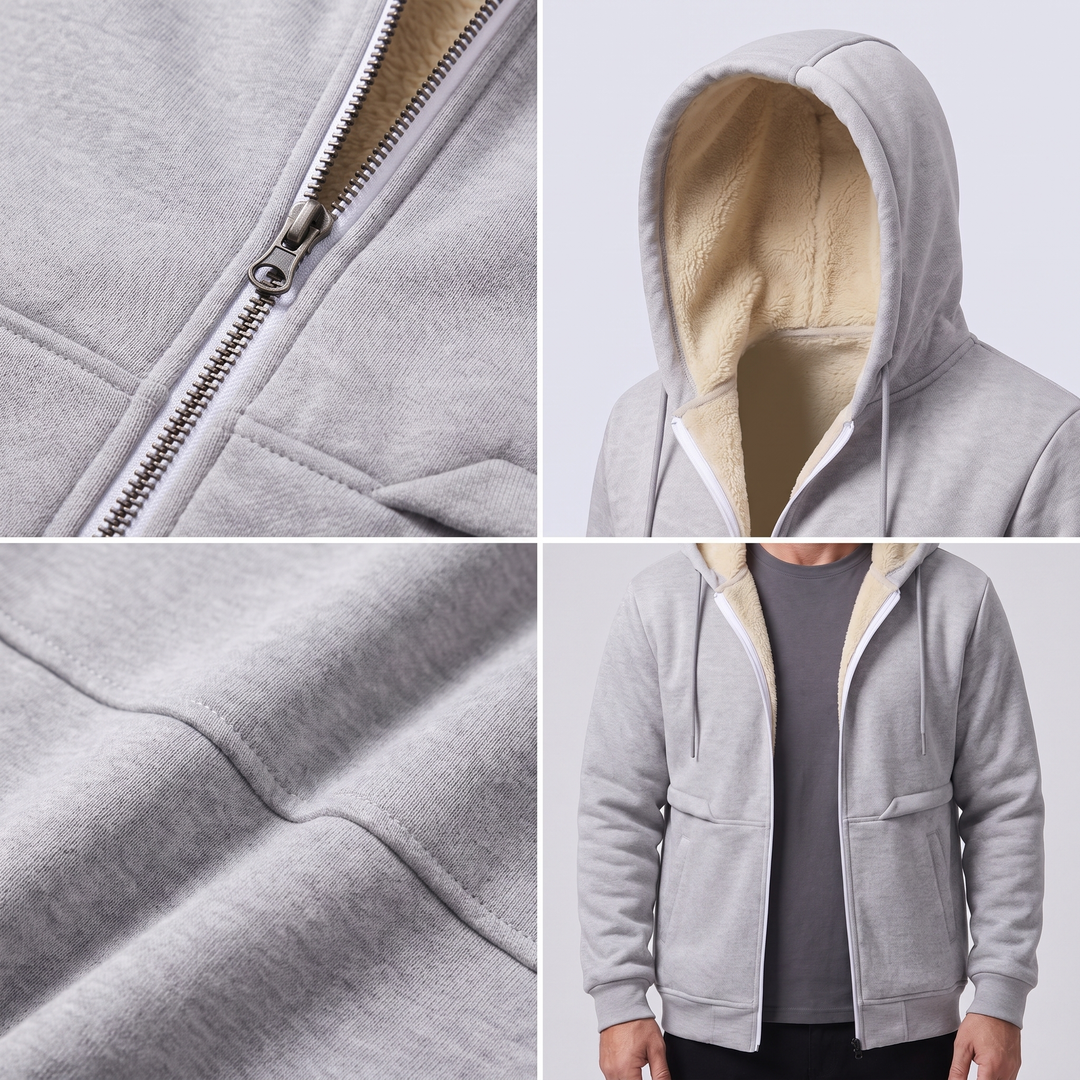 Men's Teddy-Lined Hooded Zip Jacket