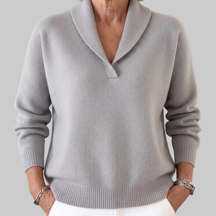 Relaxed Knit Jumper with Shawl Collar