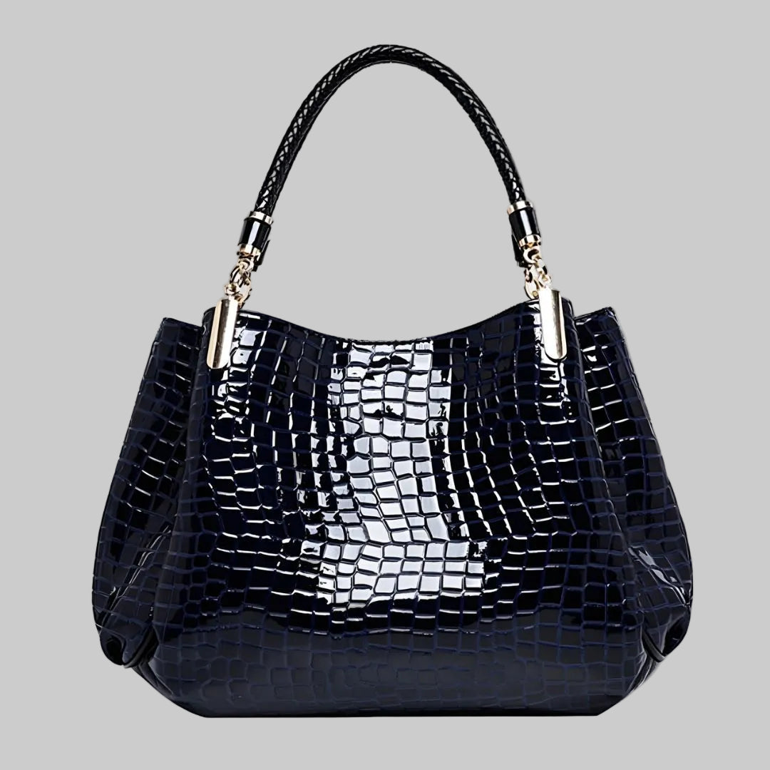Croc-Effect Shoulder Bag with Top Handle