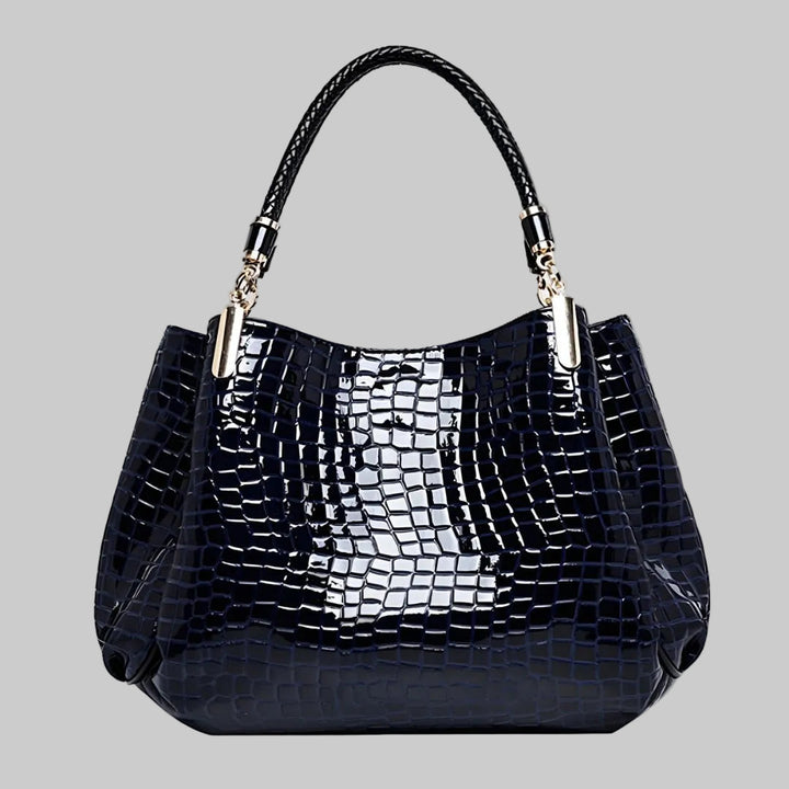 Croc-Effect Shoulder Bag with Top Handle