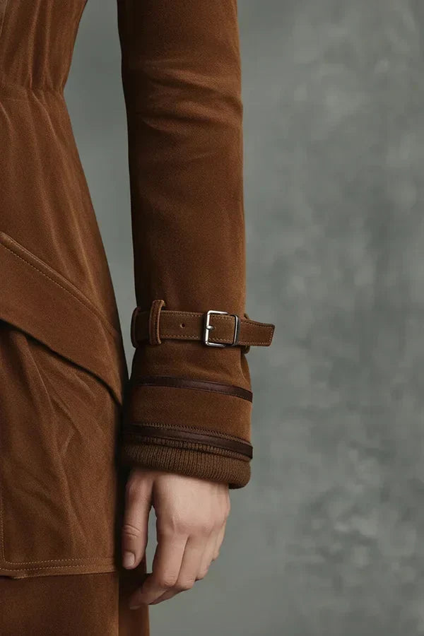 Women's Lapel Collar Midi Trench Coat