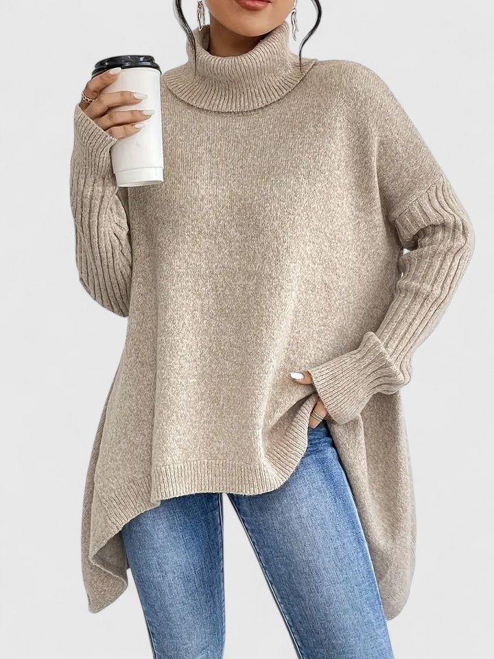 Women's Soft Turtleneck Knit Jumper - Khaki