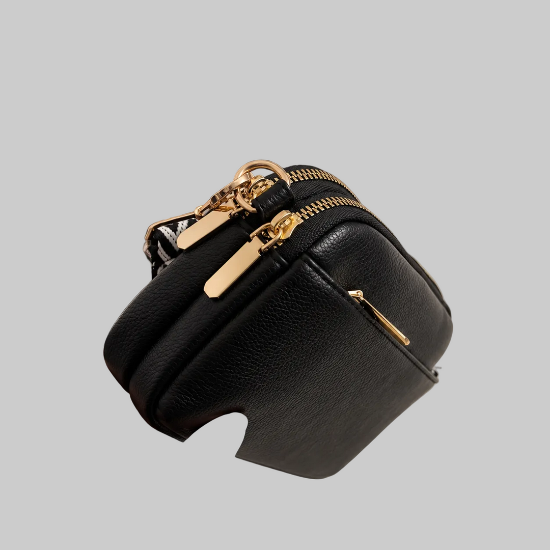 Vegan Leather Crossbody Bag with Wide Patterned Strap