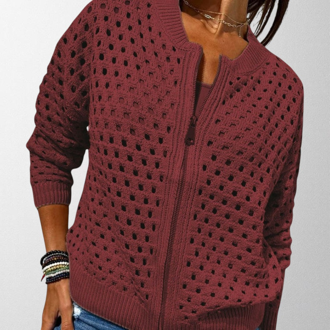 Women's Knitted Zip-Up Cardigan