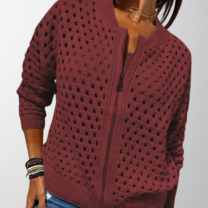 Women's Knitted Zip-Up Cardigan