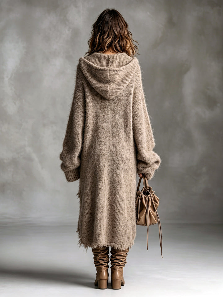 Women's Hooded Brushed Knit Midi Dress