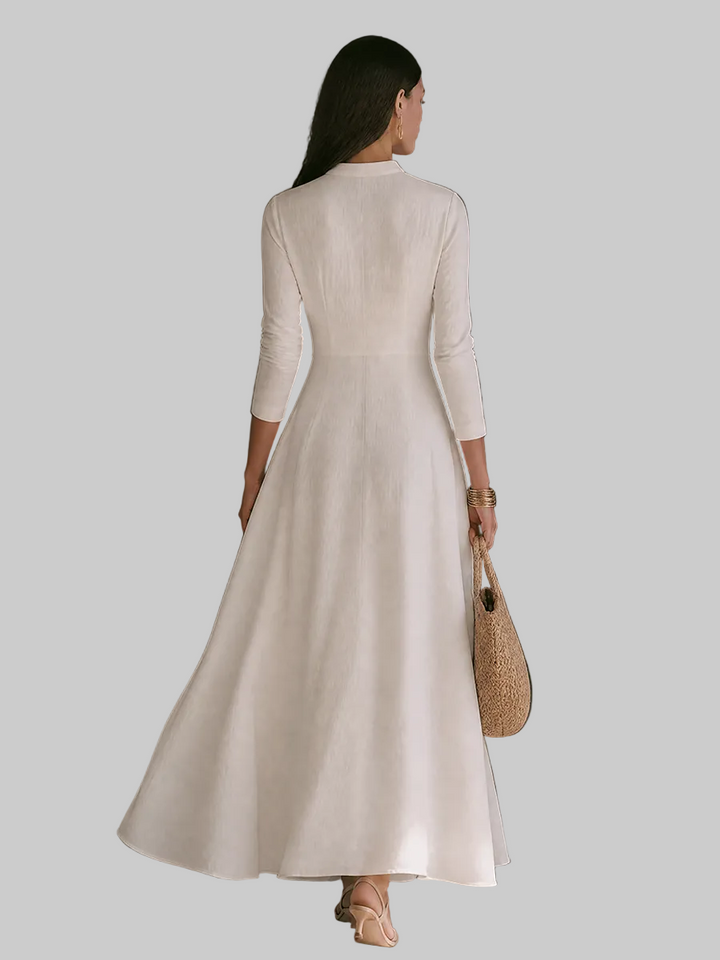 Mandarin Collar A-Line Maxi Dress