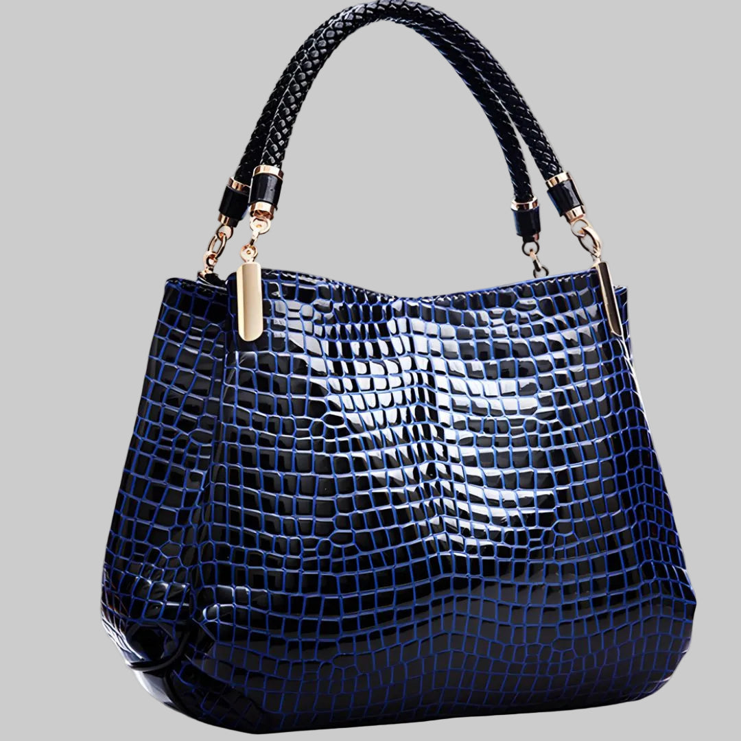 Croc-Effect Shoulder Bag with Top Handle
