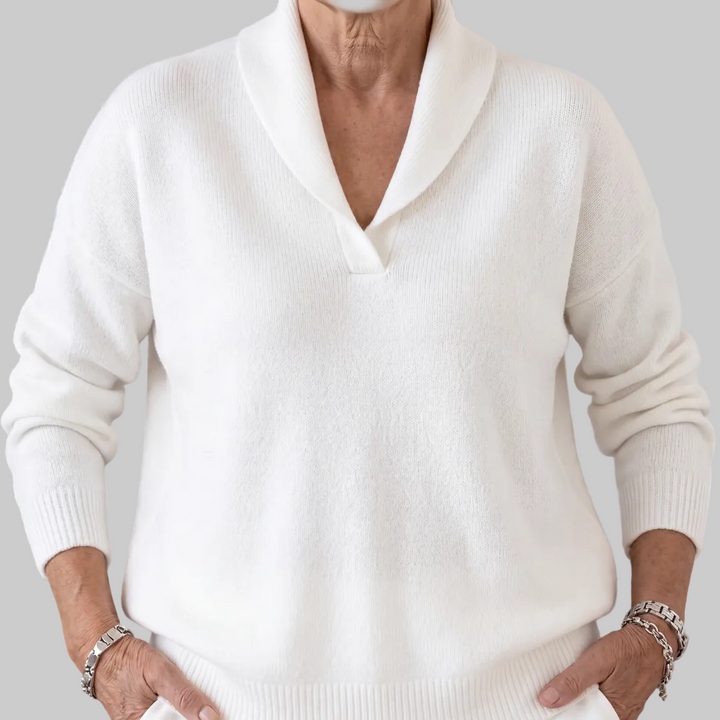 Relaxed Knit Jumper with Shawl Collar
