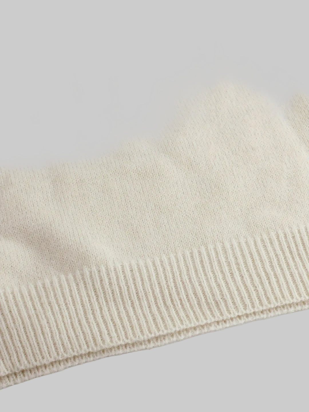 Round Neck Ribbed Knit Jumper with Striped Cuffs
