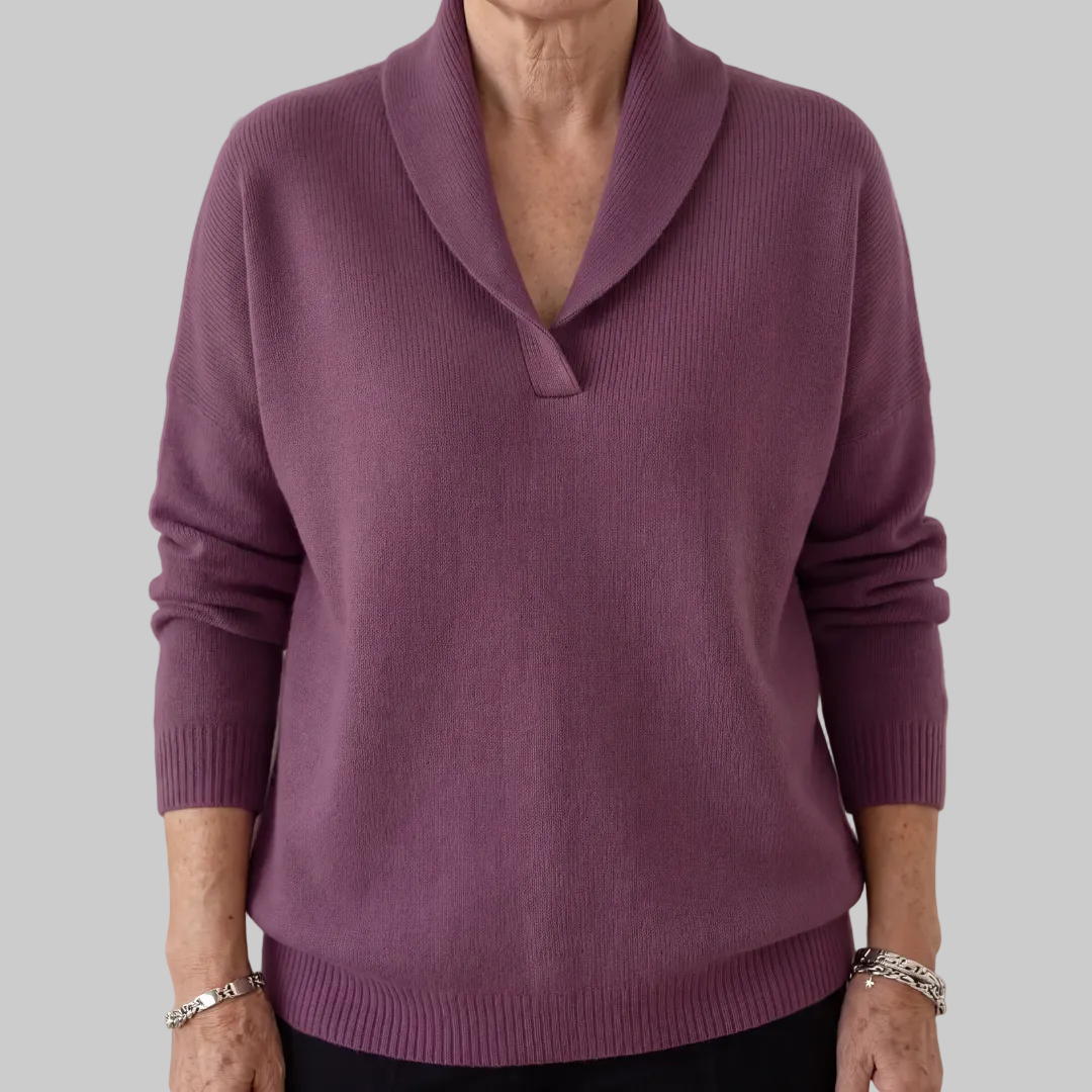 Relaxed Knit Jumper with Shawl Collar