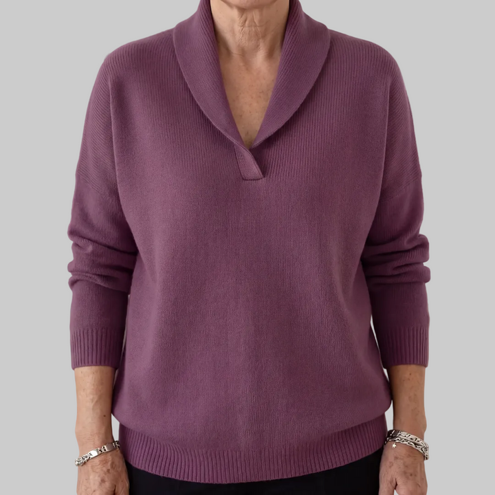 Relaxed Knit Jumper with Shawl Collar
