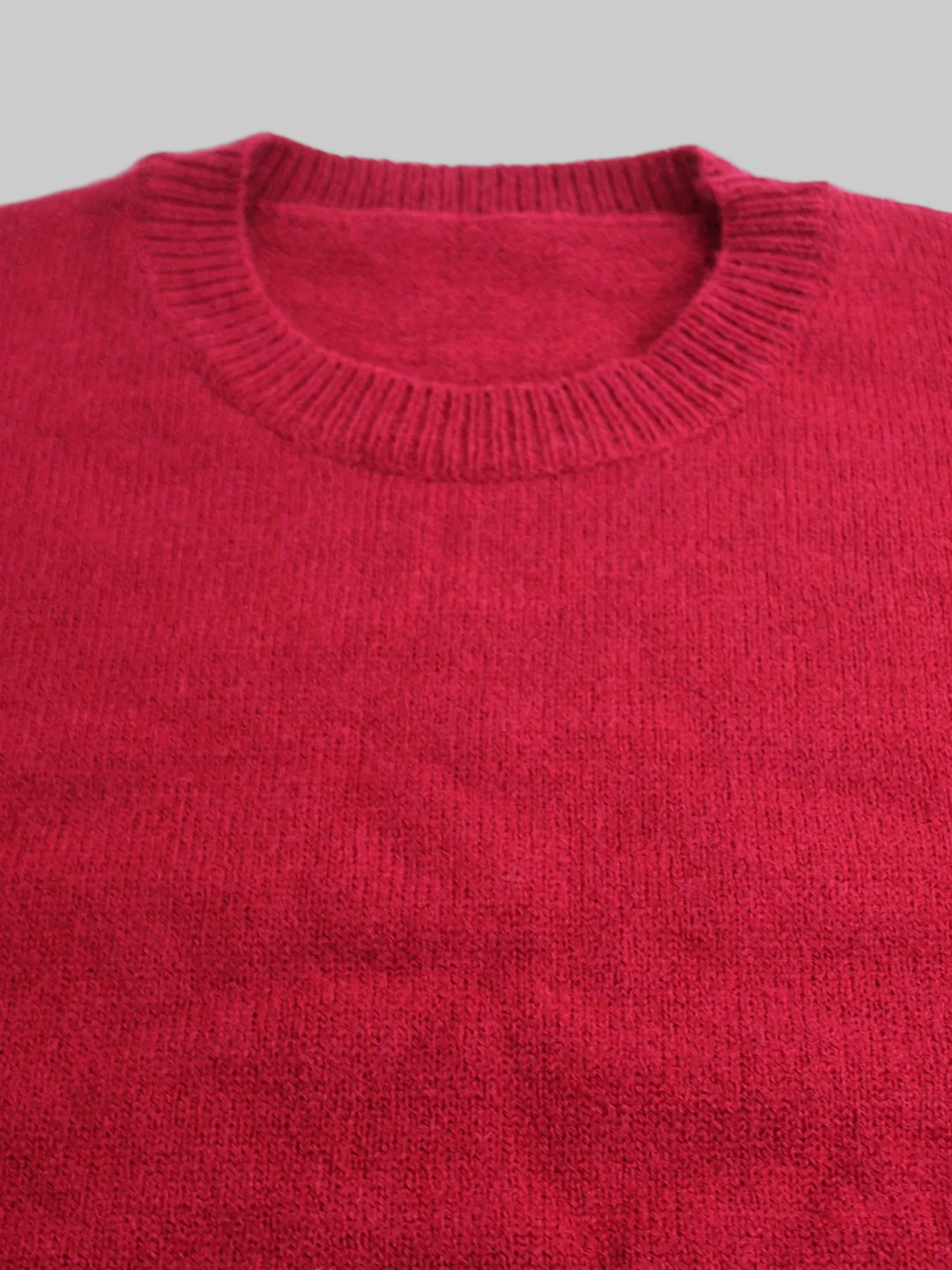 Round Neck Ribbed Knit Jumper with Striped Cuffs