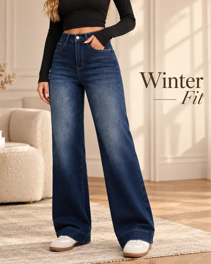 Women's Fleece-Lined Wide-Leg Jeans