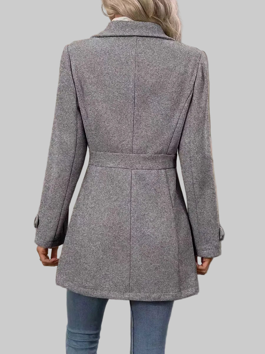 Tailored Button-Front Coat with Belted Waist