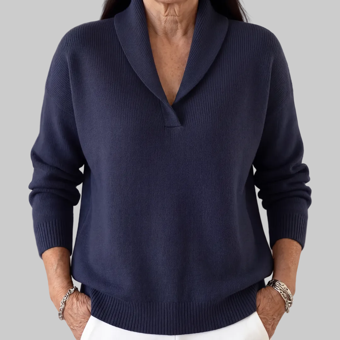 Relaxed Knit Jumper with Shawl Collar