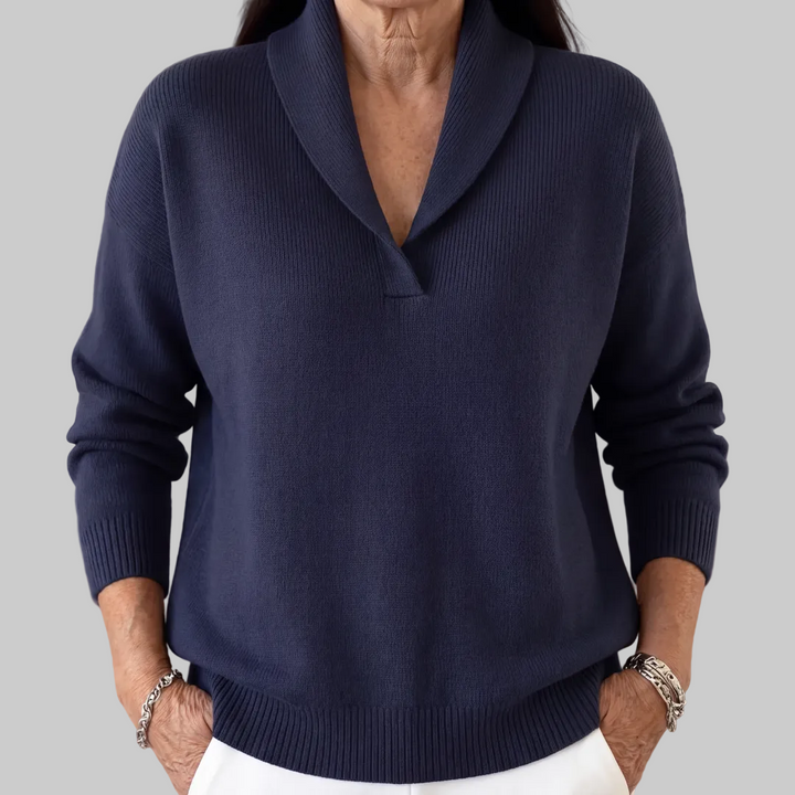 Relaxed Knit Jumper with Shawl Collar