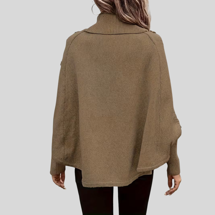 Women's Oversized Cable-Knit High-Neck Jumper