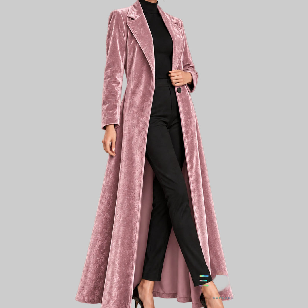 Women's Velvet Open-Front Maxi Coat