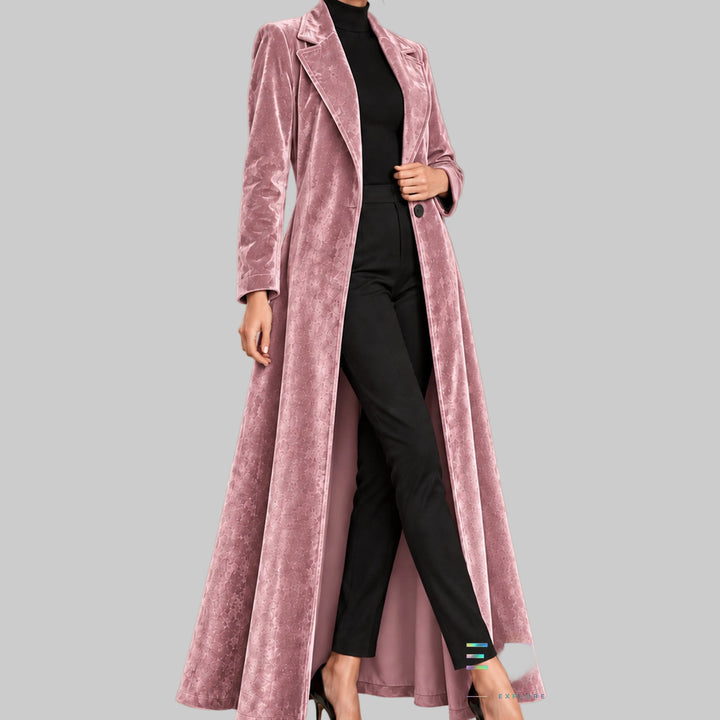 Women's Velvet Open-Front Maxi Coat