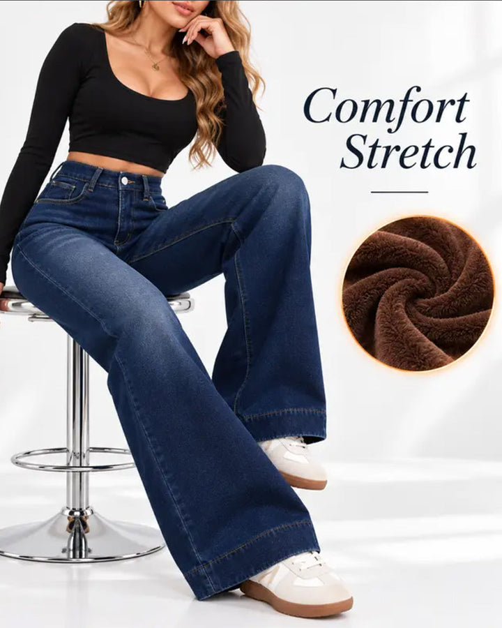 Women's Fleece-Lined Wide-Leg Jeans