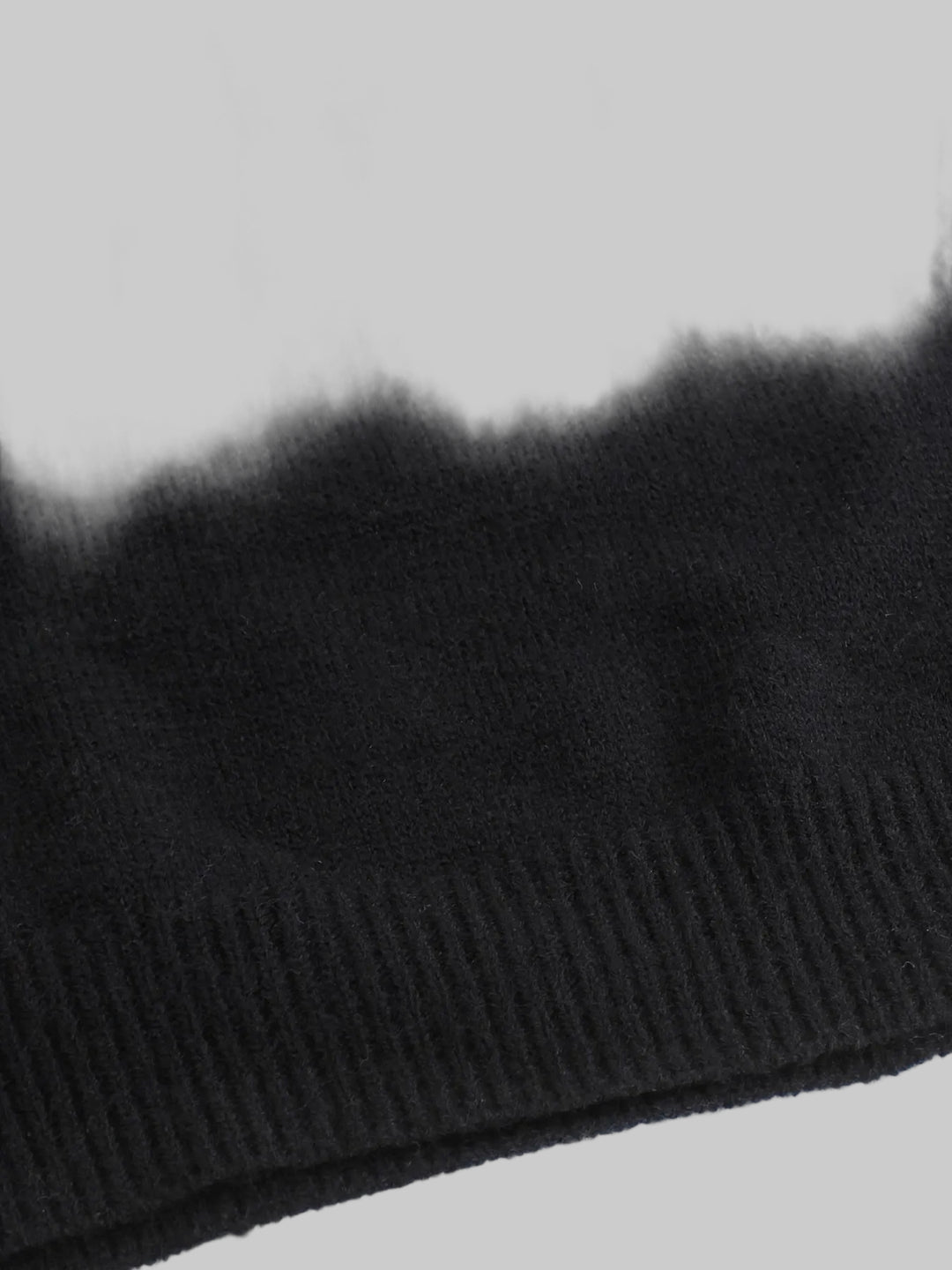 Round Neck Ribbed Knit Jumper with Striped Cuffs