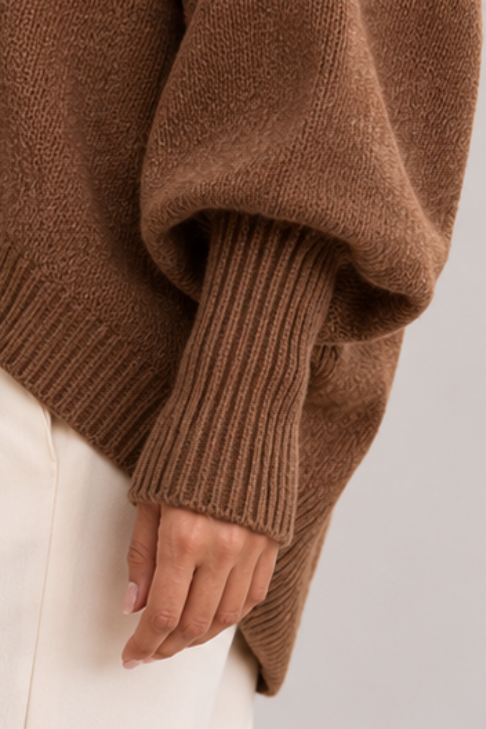 Women's Asymmetric Button Mock Neck Jumper