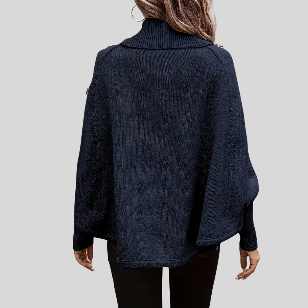 Women's Oversized Cable-Knit High-Neck Jumper