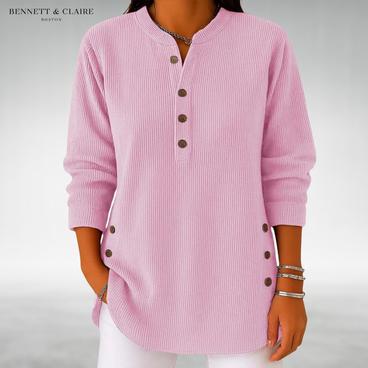 Women's Relaxed Button-Detail Knit Sweater - Pink