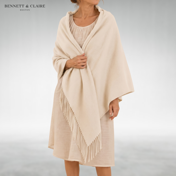 Women's Soft Fringed Wrap Scarf - Beige