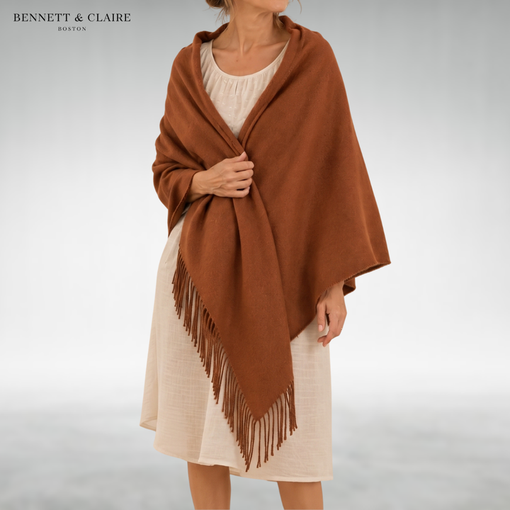Women's Soft Fringed Wrap Scarf - Brown
