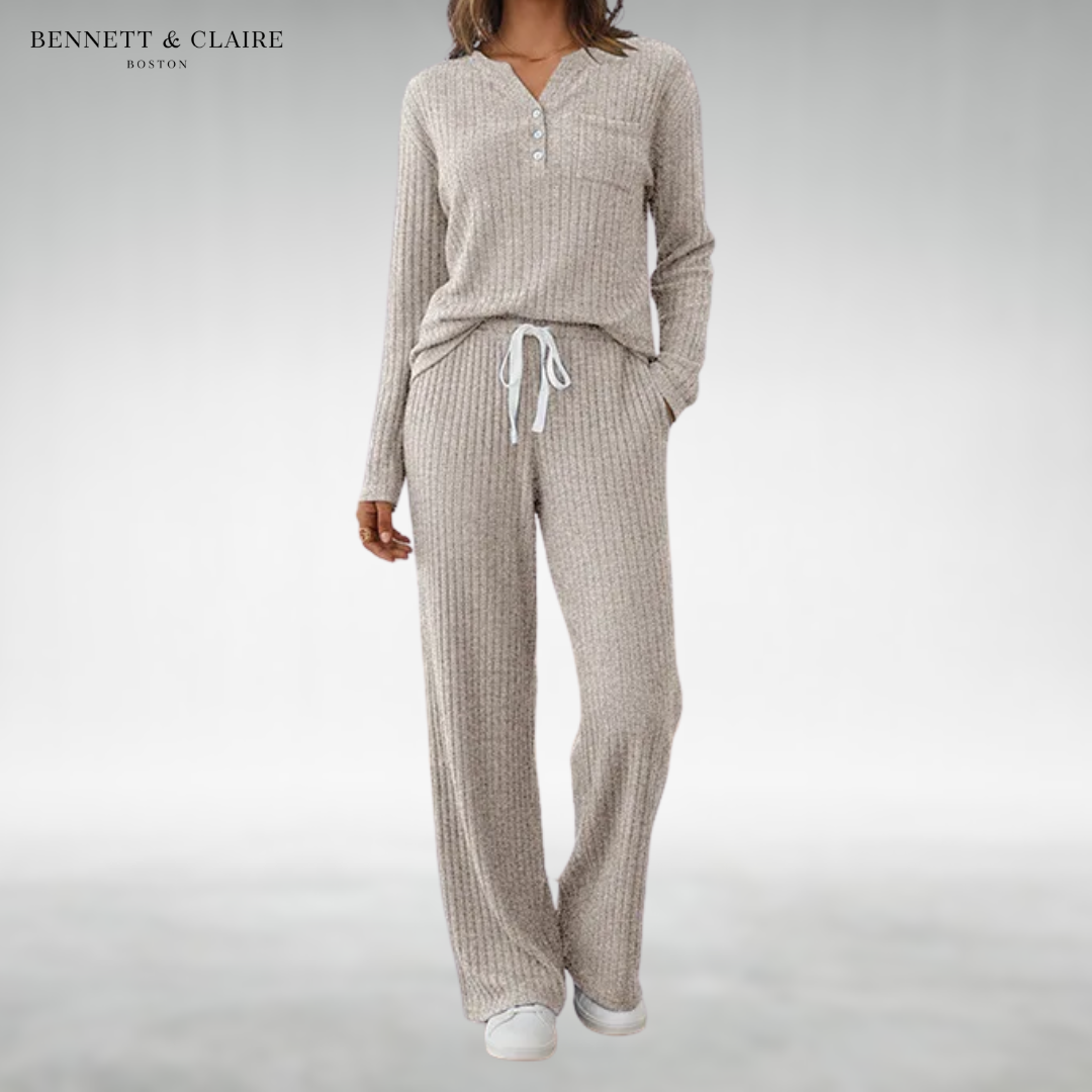 Women's Relaxed Two-Piece Lounge Set - Khaki