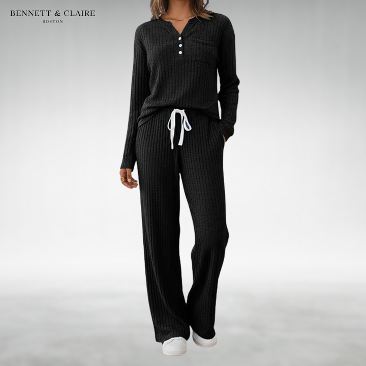 Women's Relaxed Two-Piece Lounge Set - Black