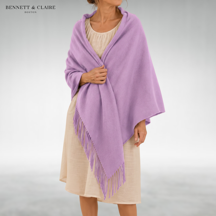 Women's Soft Fringed Wrap Scarf - Purple