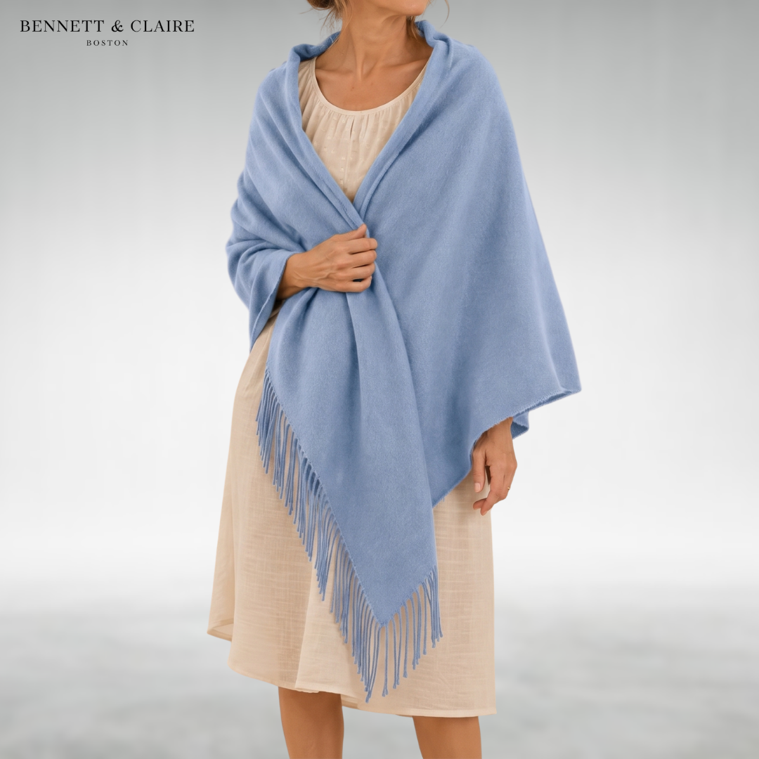 Women's Soft Fringed Wrap Scarf - Blue