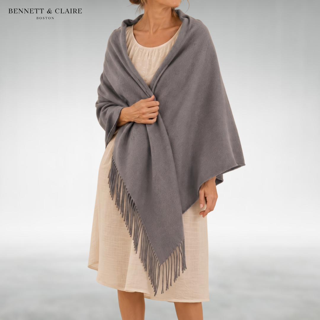 Women's Soft Fringed Wrap Scarf - Gray